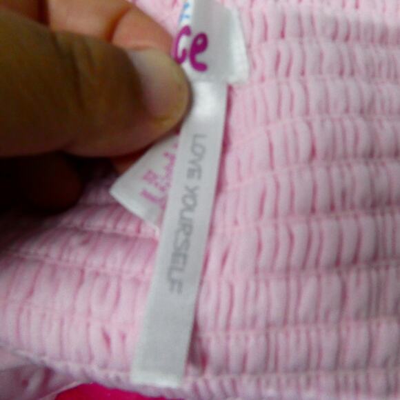 Justice Dress Girl's Size 14 Pink Shimmer Sleeveless Lined Rosettes Layered - Picture 7 of 7